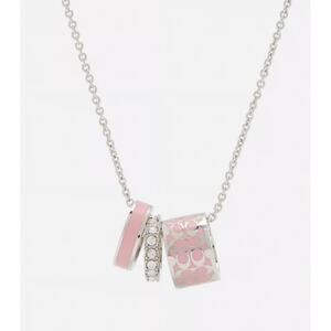 Coach Silver and Pink Signature Enamel Necklace -NWT!